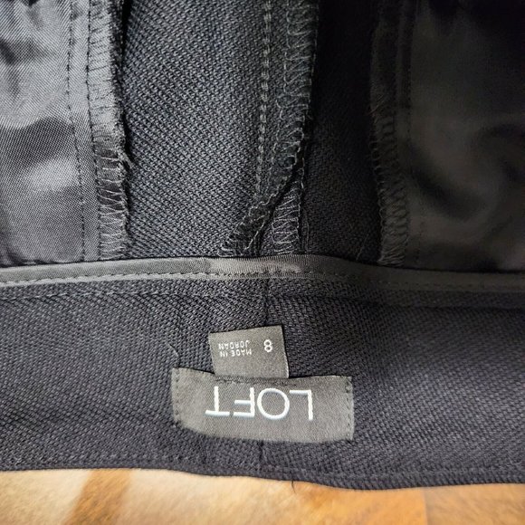 Loft Pants Womens 8 Black Wide Leg Crop Capri Knit Ponte Trouser Slacks Stretch - Picture 9 of 14